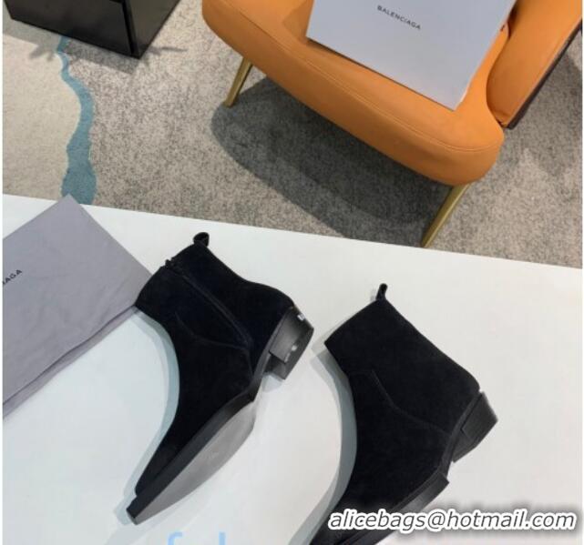 Good Quality Balenciaga Suede Short Boots 080619 Black