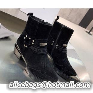 Trendy Design Balenciaga Suede Studded Short Boots 080620 Black