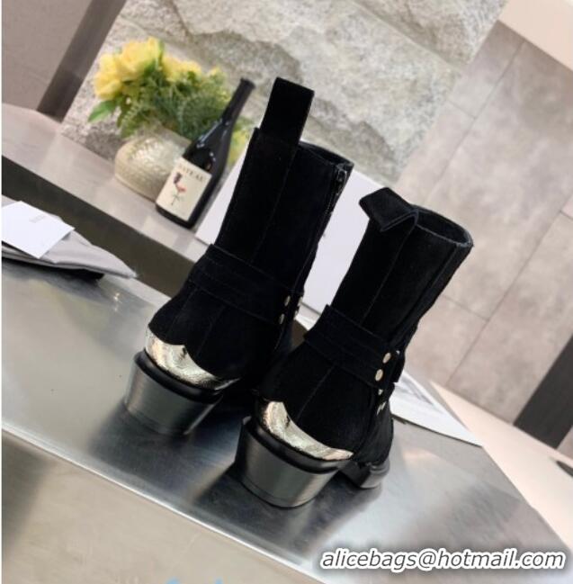 Trendy Design Balenciaga Suede Studded Short Boots 080620 Black