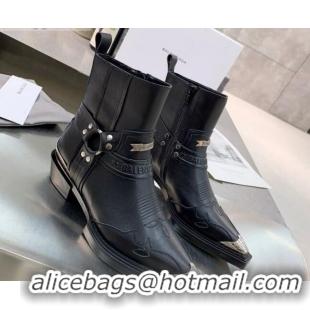 Top Grade Balenciaga Calfskin Studded Short Boots 080620 Black