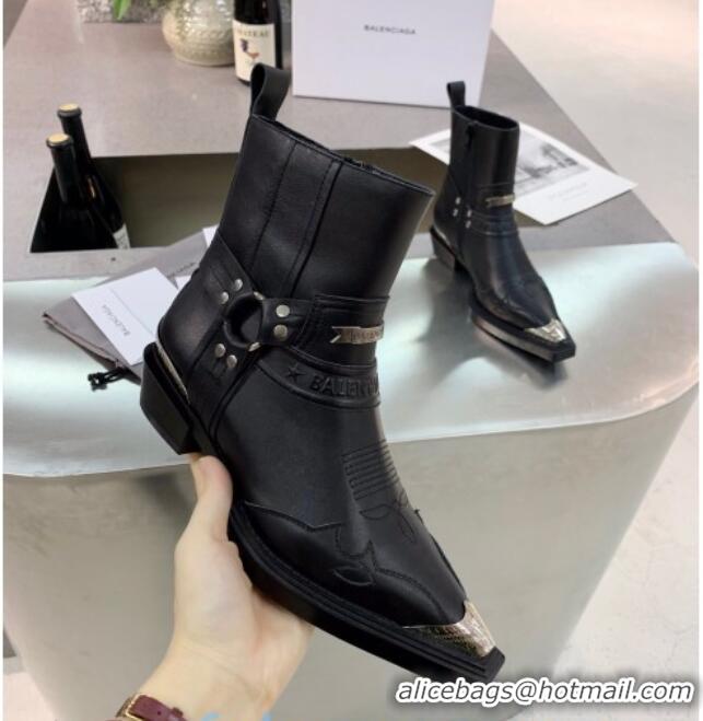 Top Grade Balenciaga Calfskin Studded Short Boots 080620 Black