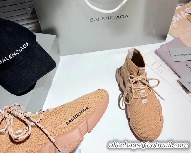 Low Price Balenciaga Speed Knit Sock Lace-up Boot Sneaker 082714 Beige