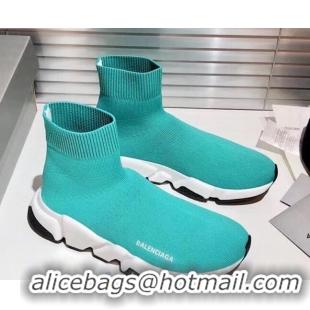 Pretty Style Balenciaga Speed Knit Sock Side Logo Boot Sneaker Blue 082717