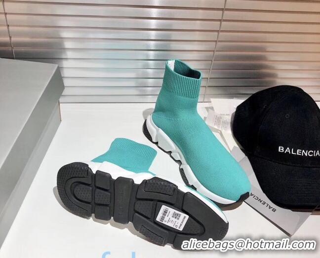 Pretty Style Balenciaga Speed Knit Sock Side Logo Boot Sneaker Blue 082717