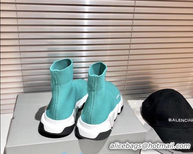 Pretty Style Balenciaga Speed Knit Sock Side Logo Boot Sneaker Blue 082717