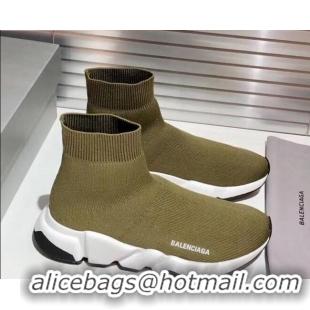 Top Quality Balenciaga Speed Knit Sock Side Logo Boot Sneaker 082717 Green