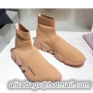 Best Quality Balenciaga Speed Knit Sock Side Logo Boot Sneaker 082717 Beige