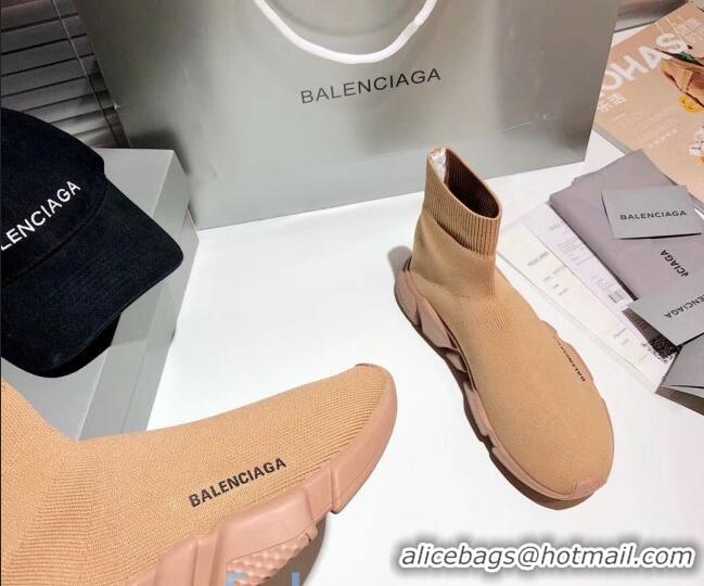 Best Quality Balenciaga Speed Knit Sock Side Logo Boot Sneaker 082717 Beige