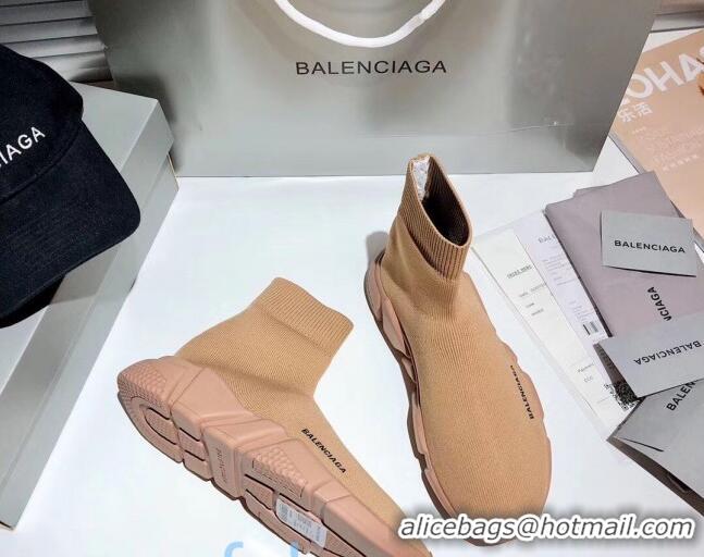 Best Quality Balenciaga Speed Knit Sock Side Logo Boot Sneaker 082717 Beige