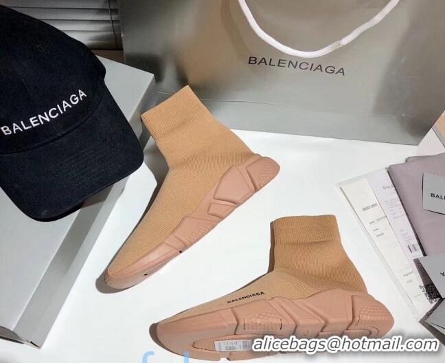 Best Quality Balenciaga Speed Knit Sock Side Logo Boot Sneaker 082717 Beige