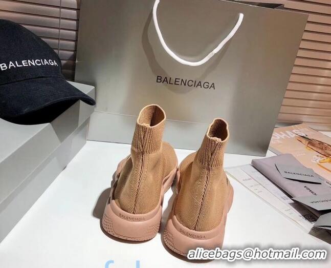 Best Quality Balenciaga Speed Knit Sock Side Logo Boot Sneaker 082717 Beige