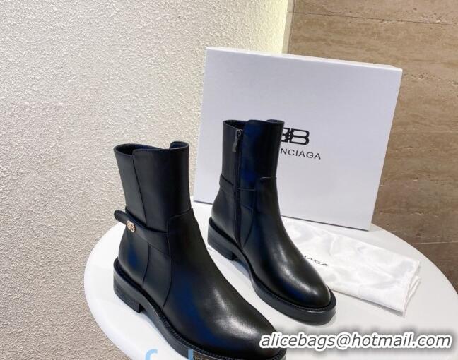 Best Price Balenciaga Calfskin BB Buckle Ankle Boots 082750 Black