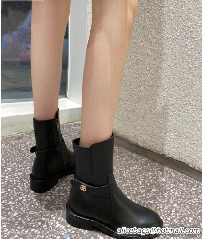 Best Price Balenciaga Calfskin BB Buckle Ankle Boots 082750 Black