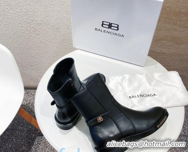 Best Price Balenciaga Calfskin BB Buckle Ankle Boots 082750 Black