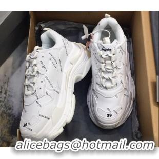 Luxury Balenciaga Allover Logo Triple S Sneakers White 082901