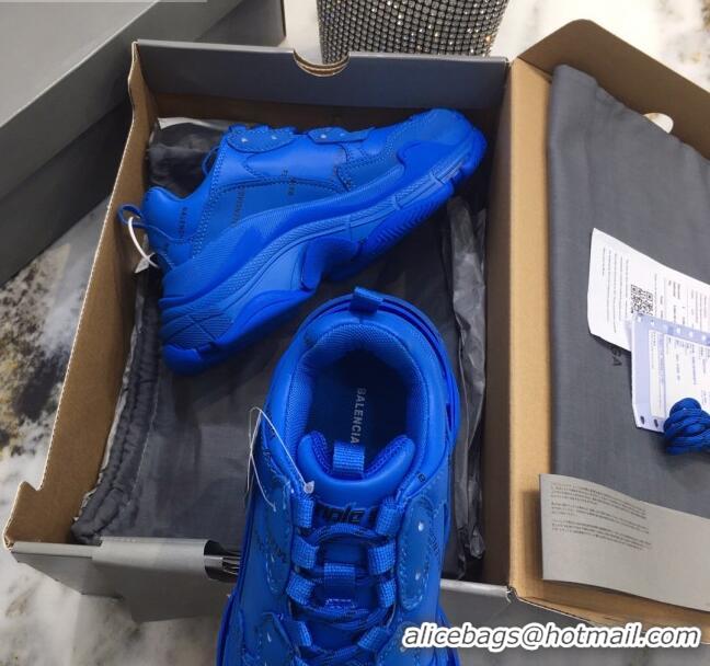 Best Price Balenciaga Allover Logo Triple S Sneakers 082901 Blue