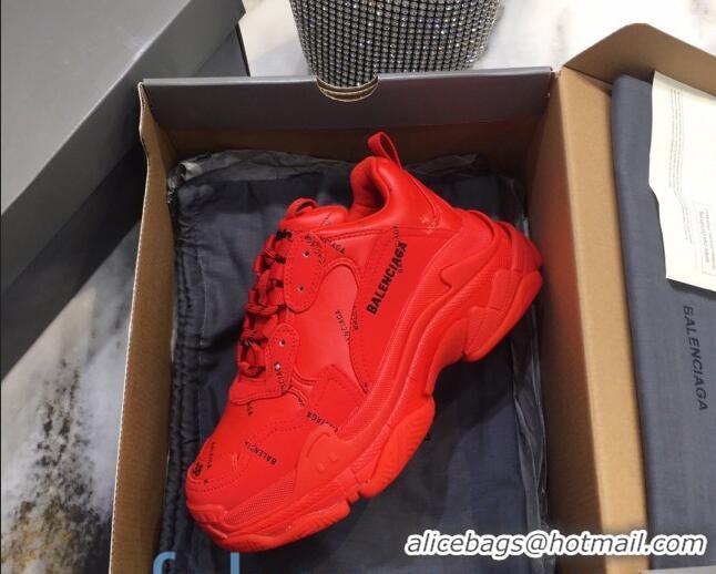 Best Quality Balenciaga Allover Logo Triple S Sneakers 082901 Red