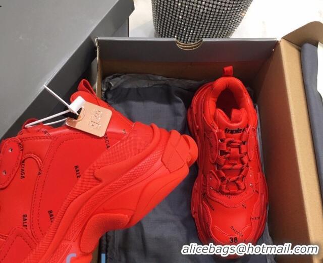 Best Quality Balenciaga Allover Logo Triple S Sneakers 082901 Red