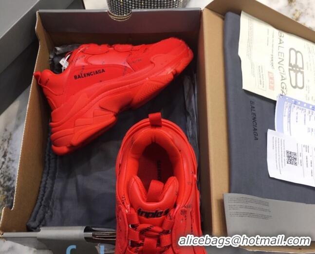 Best Quality Balenciaga Allover Logo Triple S Sneakers 082901 Red