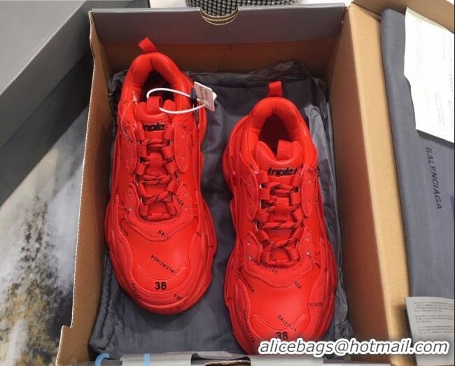 Best Quality Balenciaga Allover Logo Triple S Sneakers 082901 Red