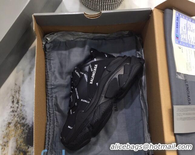 Top Quality Balenciaga Allover Logo Triple S Sneakers 082901 Black/White