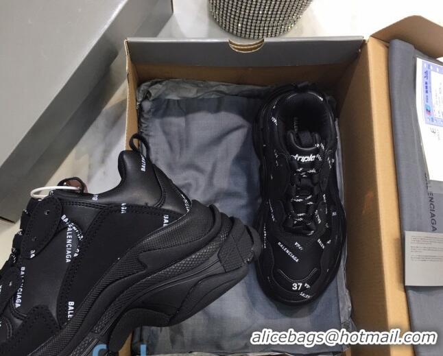 Top Quality Balenciaga Allover Logo Triple S Sneakers 082901 Black/White