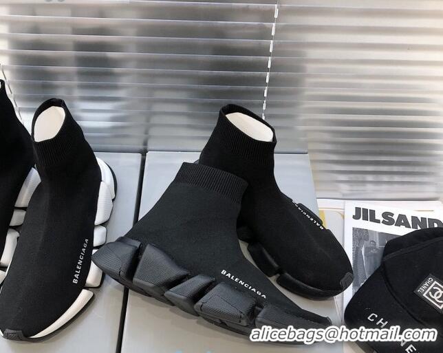 Hot Style Balenciaga Speed 2.0 Knit Sock Boot Sneakers 082908 Black