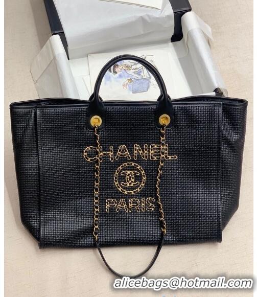 Top Quality Chanel Weave Calfskin Deauville Large Shopping Bag A66941 Black 2020 