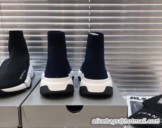 Best Price Balenciaga Speed 2.0 Knit Sock Boot Sneakers 082910 Navy Blue/White