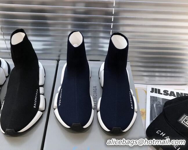 Best Price Balenciaga Speed 2.0 Knit Sock Boot Sneakers 082910 Navy Blue/White