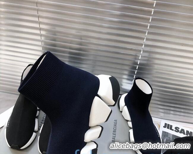 Best Price Balenciaga Speed 2.0 Knit Sock Boot Sneakers 082910 Navy Blue/White