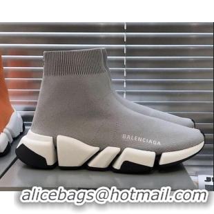 New Style Balenciaga Speed 2.0 Knit Sock Boot Sneakers 082910 Grey