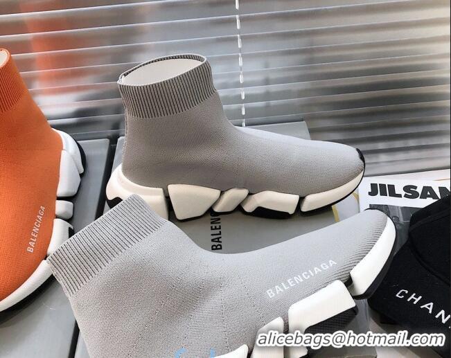 New Style Balenciaga Speed 2.0 Knit Sock Boot Sneakers 082910 Grey