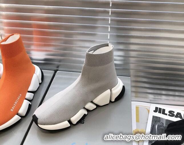 New Style Balenciaga Speed 2.0 Knit Sock Boot Sneakers 082910 Grey