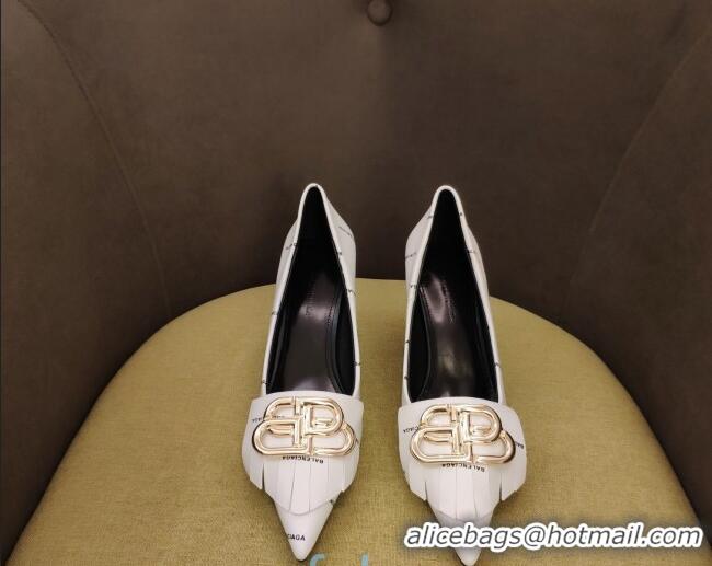 Low Cost Balenciaga Allover Logo 85 mm Pumps with Double B 092307 White