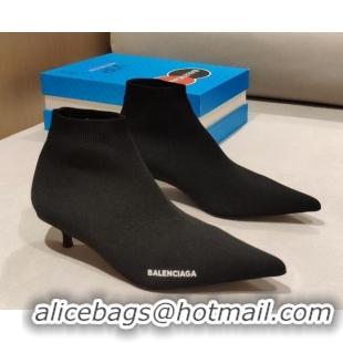 Perfect Balenciaga Knife Knit Sock Short Boots with Logo Print 092314 Black