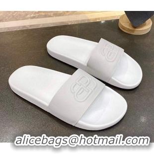 Most Popular Balenciaga BB Slide Sandals 120372 All White 