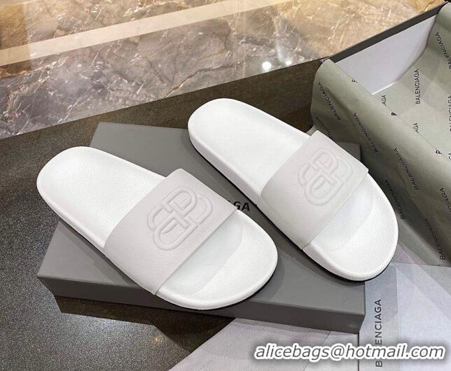 Most Popular Balenciaga BB Slide Sandals 120372 All White 