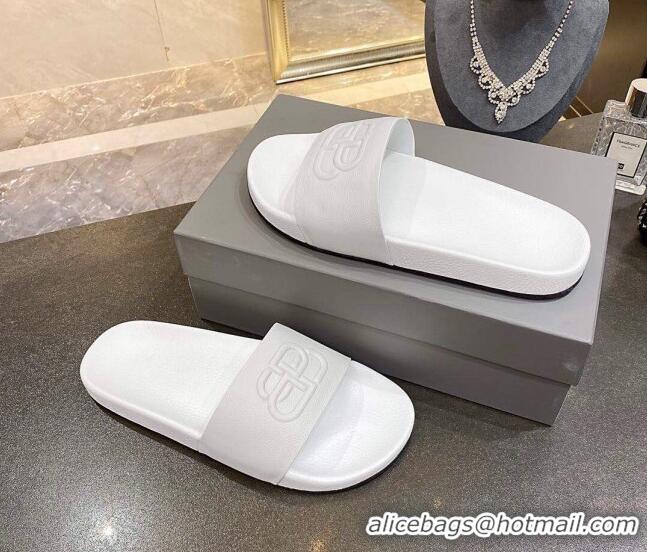 Most Popular Balenciaga BB Slide Sandals 120372 All White 