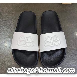 Good Quality Balenciaga BB Slide Sandals 120372 White/Black