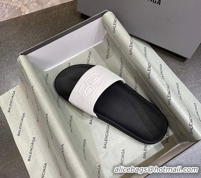 Good Quality Balenciaga BB Slide Sandals 120372 White/Black