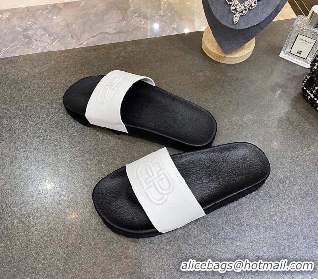 Good Quality Balenciaga BB Slide Sandals 120372 White/Black