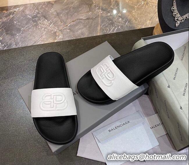 Good Quality Balenciaga BB Slide Sandals 120372 White/Black