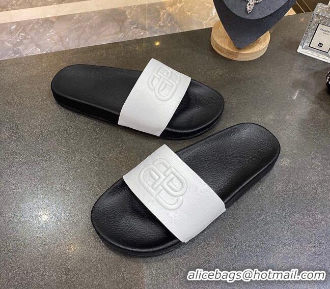 Good Quality Balenciaga BB Slide Sandals 120372 White/Black