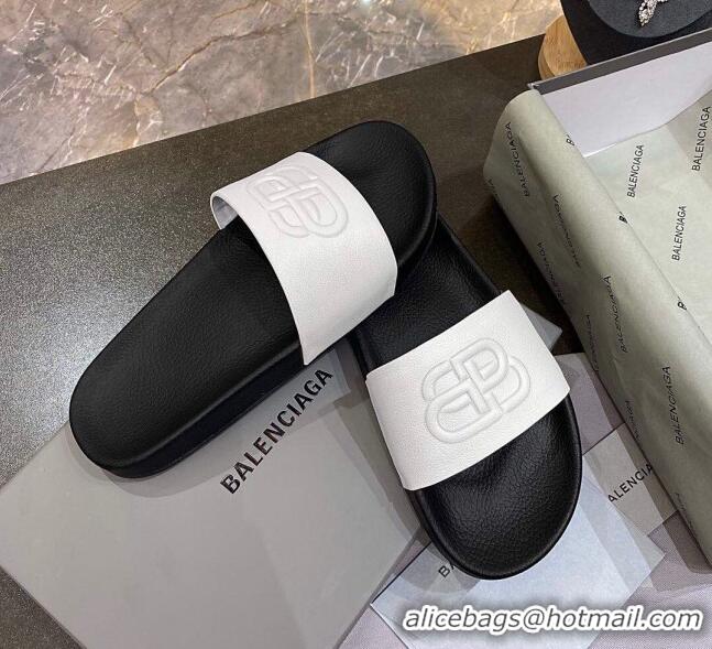 Good Quality Balenciaga BB Slide Sandals 120372 White/Black