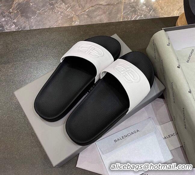 Good Quality Balenciaga BB Slide Sandals 120372 White/Black