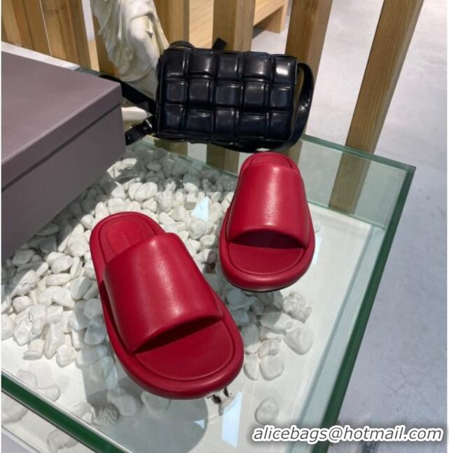 Most Popular Balenciaga Padded Lambskin Slide Sandals 010859 Red