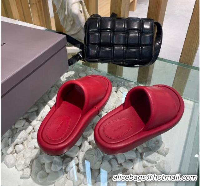 Most Popular Balenciaga Padded Lambskin Slide Sandals 010859 Red