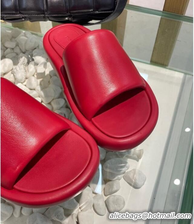 Most Popular Balenciaga Padded Lambskin Slide Sandals 010859 Red