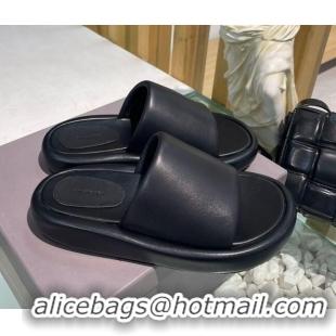 Good Taste Balenciaga Padded Lambskin Slide Sandals 010859 Black